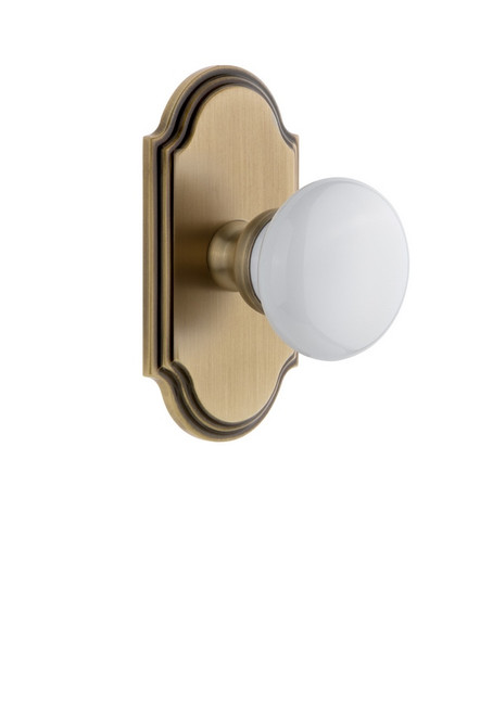 Grandeur Hardware - Arc Plate Privacy with Hyde Park Knob in Vintage Brass - ARCHYD - 822090