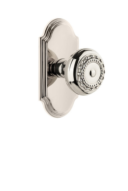 Grandeur Hardware - Arc Plate Privacy with Parthenon Knob in Polished Nickel - ARCPAR - 822127