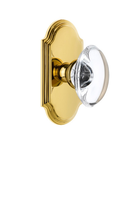 Grandeur Hardware - Arc Plate Privacy with Provence Crystal Knob in Lifetime Brass - ARCPRO - 822217