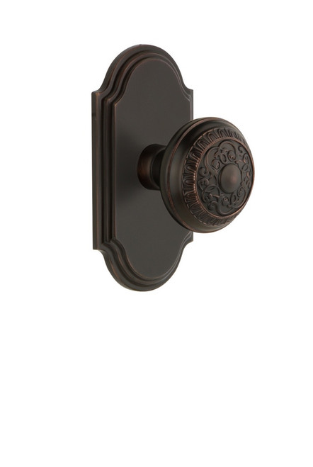 Grandeur Hardware - Arc Plate Privacy with Windsor Knob in Timeless Bronze - ARCWIN - 822433