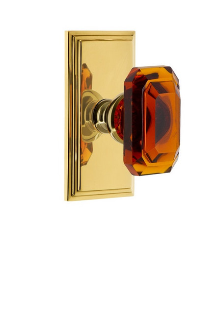 Grandeur Hardware - Carre Plate Double Dummy with Baguette Crystal Knob in Lifetime Brass - CARBCA - 828183