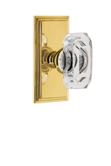 Grandeur Hardware - Carre Plate Double Dummy with Baguette Crystal Knob in Polished Brass - CARBCC - 828186