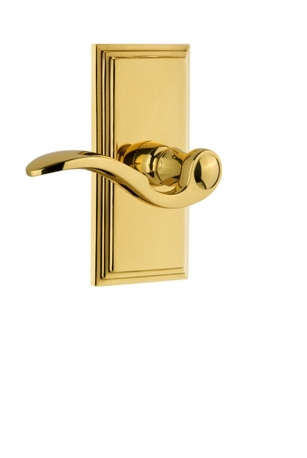 Grandeur Hardware - Carre Plate Double Dummy with Bellagio Lever in Polished Brass - CARBEL - 810981