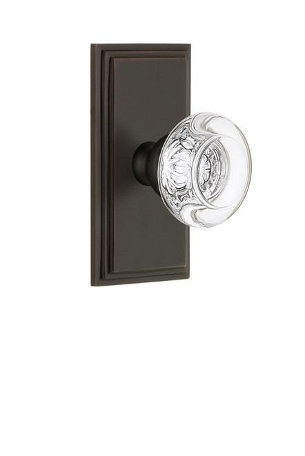 Grandeur Hardware - Carre Plate Double Dummy with Bordeaux Crystal Knob in Timeless Bronze - CARBOR - 811053