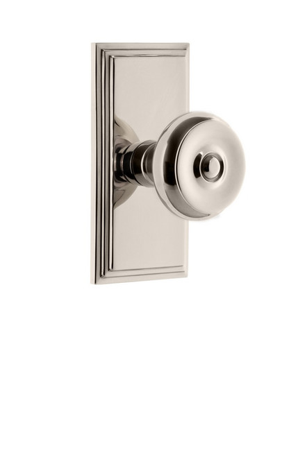 Grandeur Hardware - Carre Plate Double Dummy with Bouton Knob in Polished Nickel - CARBOU - 811084