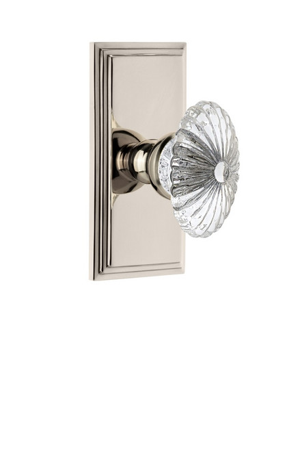 Grandeur Hardware - Carre Plate Double Dummy with Burgundy Crystal Knob in Polished Nickel - CARBUR - 811063