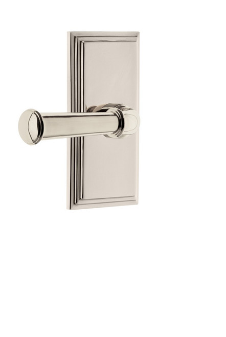 Grandeur Hardware - Carre Plate Double Dummy with Georgetown Lever in Polished Nickel - CARGEO - 825193