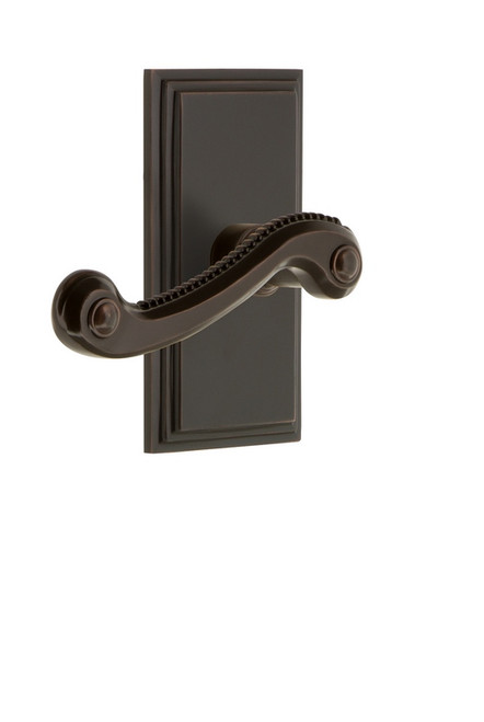 Grandeur Hardware - Carre Plate Double Dummy with Newport Lever in Timeless Bronze - CARNEW - 825203