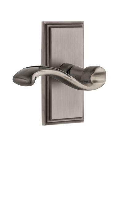 Grandeur Hardware - Carre Plate Double Dummy with Portofino Lever in Antique Pewter - CARPRT - 810973