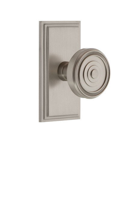 Grandeur Hardware - Carre Plate Double Dummy with Soleil Knob in Satin Nickel - CARSOL - 811094