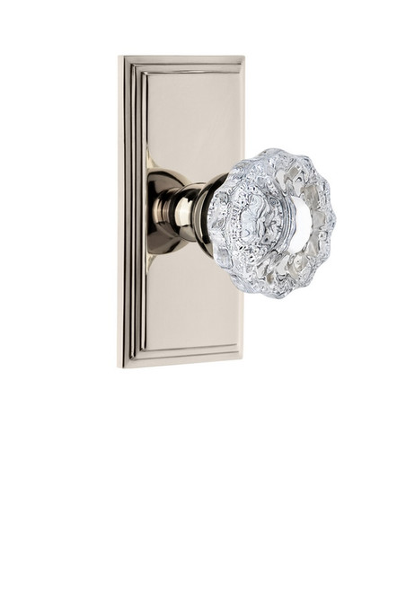 Grandeur Hardware - Carre Plate Double Dummy with Versailles Crystal Knob in Polished Nickel - CARVER - 811049