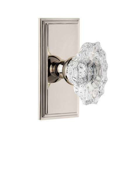 Grandeur Hardware - Carre Plate Dummy with Biarritz Crystal Knob in Polished Nickel - CARBIA - 810951