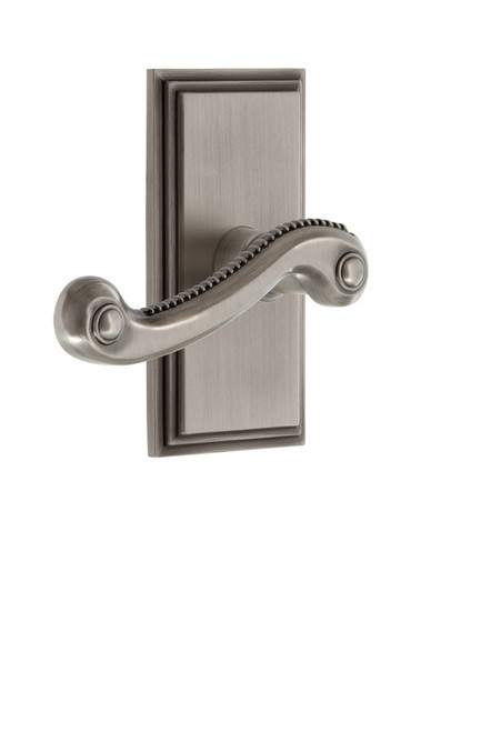 Grandeur Hardware - Carre Plate Dummy with Newport Lever in Antique Pewter - CARNEW - 823109