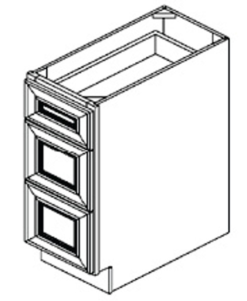 Jarlin Cabinetry - 3-Drawer Base Cabinet - DB15-3 - Ebony Shaker