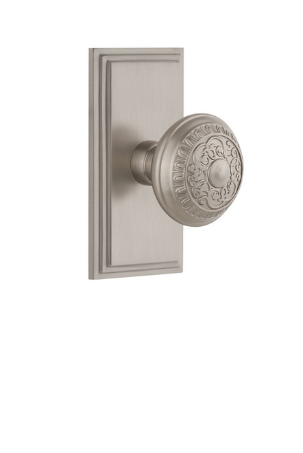 Grandeur Hardware - Carre Plate Dummy with Windsor Knob in Satin Nickel - CARWIN - 810891