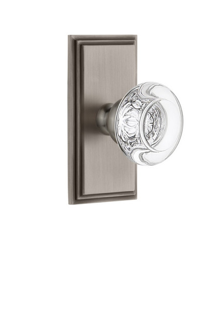 Grandeur Hardware - Carre Plate Passage with Bordeaux Crystal Knob in Antique Pewter - CARBOR - 810777