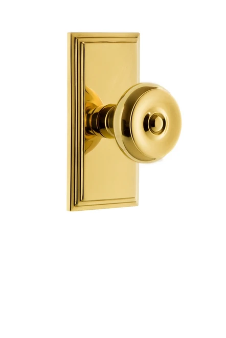 Grandeur Hardware - Carre Plate Passage with Bouton Knob in Lifetime Brass - CARBOU - 810810