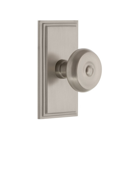 Grandeur Hardware - Carre Plate Passage with Bouton Knob in Satin Nickel - CARBOU - 812336