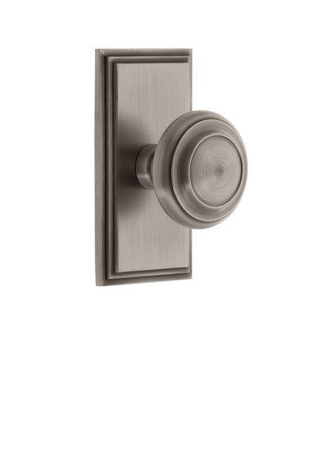 Grandeur Hardware - Carre Plate Passage with Circulaire Knob in Antique Pewter - CARCIR - 810812
