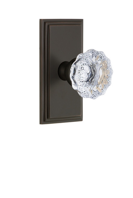 Grandeur Hardware - Carre Plate Passage with Fontainebleau Crystal Knob in Timeless Bronze - CARFON - 810766