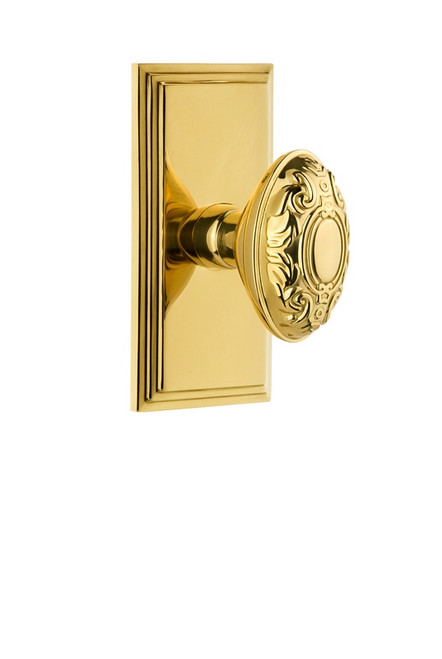 Grandeur Hardware - Carre Plate Passage with Grande Victorian Knob in Lifetime Brass - CARGVC - 810740
