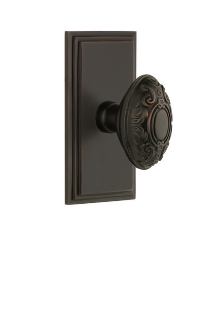 Grandeur Hardware - Carre Plate Passage with Grande Victorian Knob in Timeless Bronze - CARGVC - 812386