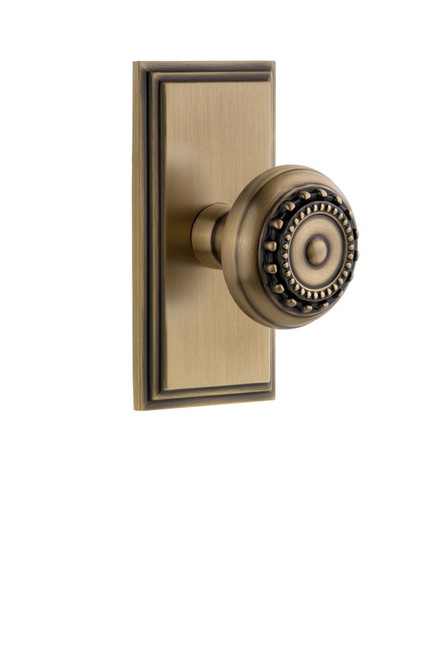 Grandeur Hardware - Carre Plate Passage with Parthenon Knob in Vintage Brass - CARPAR - 810753