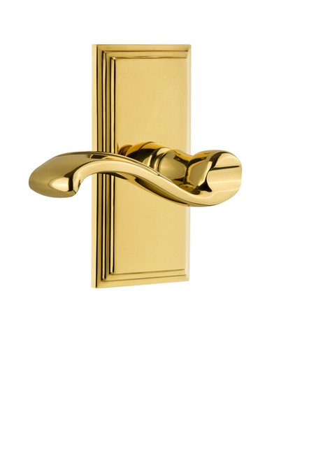 Grandeur Hardware - Carre Plate Passage with Portofino Lever in Lifetime Brass - CARPRT - 810705