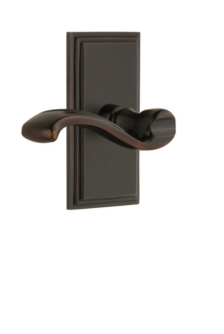 Grandeur Hardware - Carre Plate Passage with Portofino Lever in Timeless Bronze - CARPRT - 810685