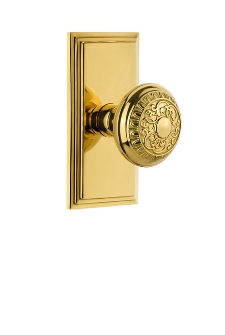Grandeur Hardware - Carre Plate Passage with Windsor Knob in Lifetime Brass - CARWIN - 812424