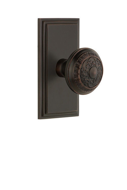 Grandeur Hardware - Carre Plate Passage with Windsor Knob in Timeless Bronze - CARWIN - 810745