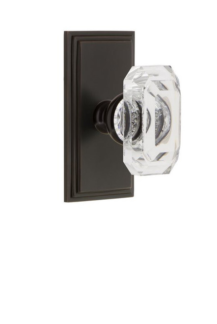 Grandeur Hardware - Carre Plate Privacy with Baguette Crystal Knob in Timeless Bronze - CARBCC - 828350