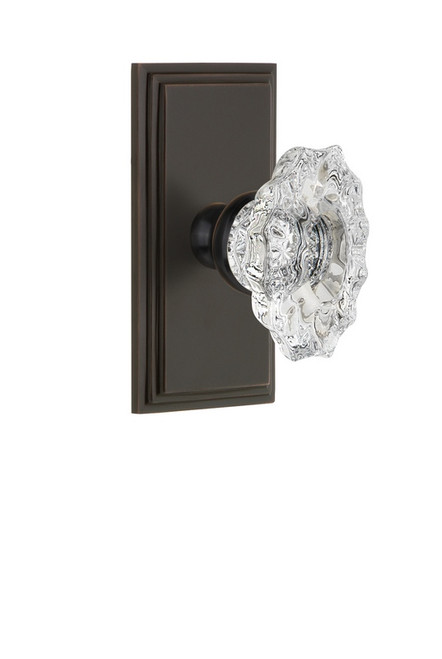 Grandeur Hardware - Carre Plate Privacy with Biarritz Crystal Knob in Timeless Bronze - CARBIA - 825217