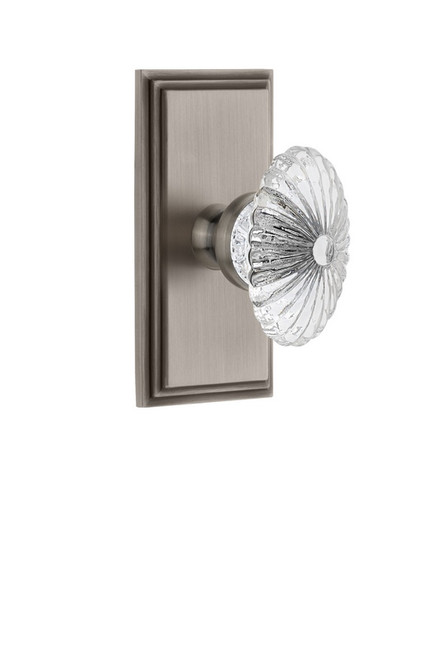 Grandeur Hardware - Carre Plate Privacy with Burgundy Crystal Knob in Antique Pewter - CARBUR - 825257