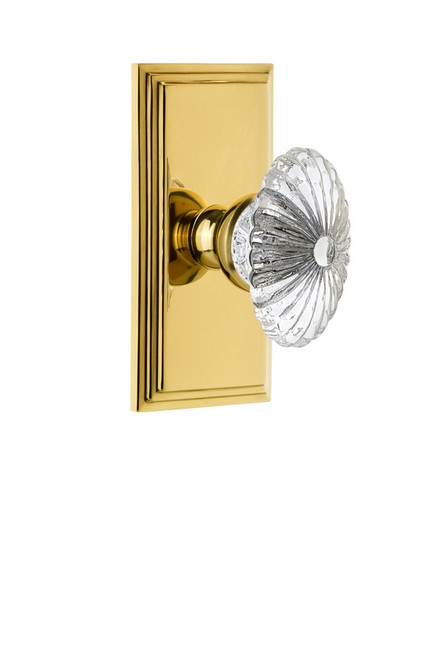 Grandeur Hardware - Carre Plate Privacy with Burgundy Crystal Knob in Polished Brass - CARBUR - 825260