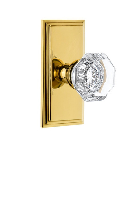 Grandeur Hardware - Carre Plate Privacy with Chambord Crystal Knob in Lifetime Brass - CARCHM - 825281