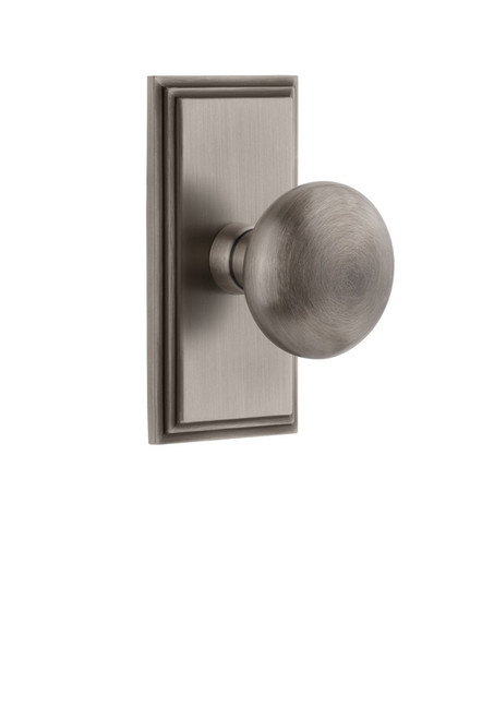 Grandeur Hardware - Carre Plate Privacy with Fifth Avenue Knob in Antique Pewter - CARFAV - 825317