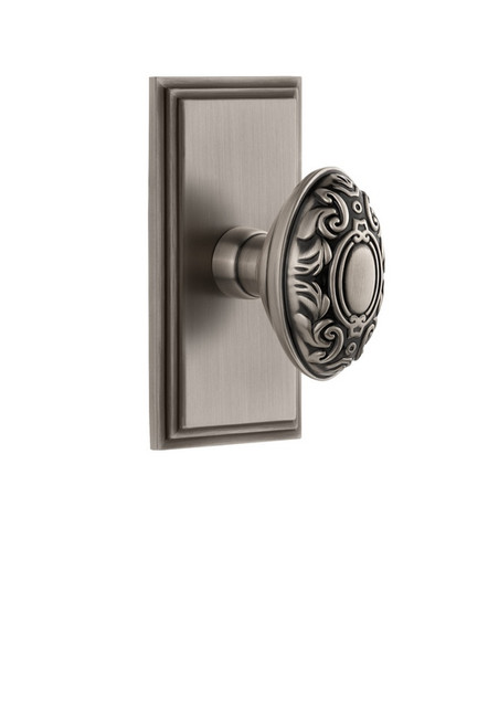 Grandeur Hardware - Carre Plate Privacy with Grande Victorian Knob in Antique Pewter - CARGVC - 825363