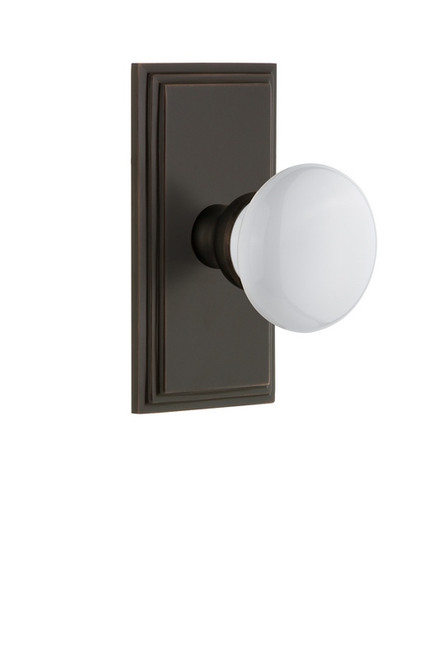 Grandeur Hardware - Carre Plate Privacy with Hyde Park Knob in Timeless Bronze - CARHYD - 825385
