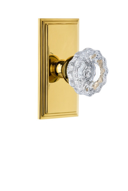 Grandeur Hardware - Carre Plate Privacy with Versailles Crystal Knob in Polished Brass - CARVER - 825722