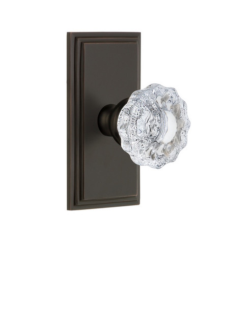 Grandeur Hardware - Carre Plate Privacy with Versailles Crystal Knob in Timeless Bronze - CARVER - 825731