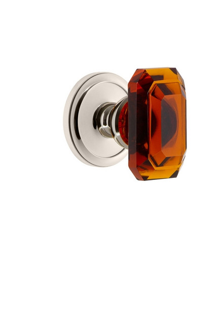 Grandeur Hardware - Circulaire Rosette Double Dummy with Baguette Crystal Knob in Polished Nickel - CIRBCA - 828201