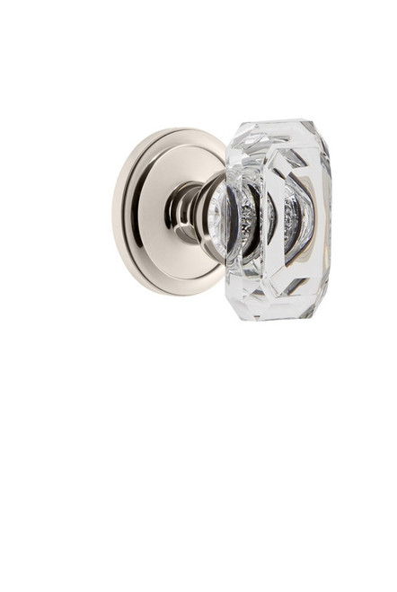 Grandeur Hardware - Circulaire Rosette Double Dummy with Baguette Crystal Knob in Polished Nickel - CIRBCC - 828202