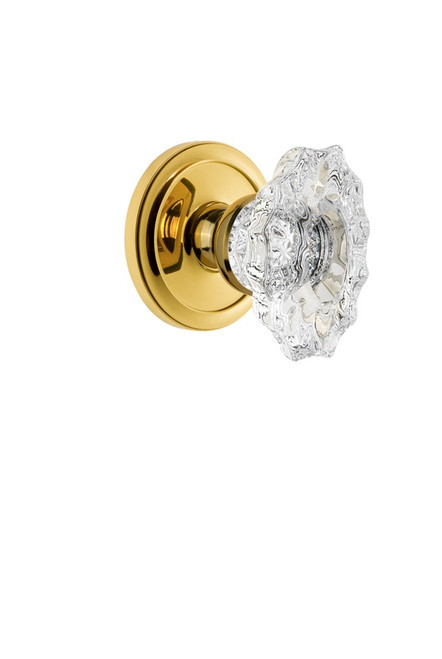 Grandeur Hardware - Circulaire Rosette Double Dummy with Biarritz Crystal Knob in Polished Brass - CIRBIA - 810617