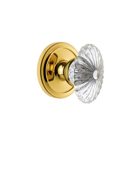 Grandeur Hardware - Circulaire Rosette Double Dummy with Burgundy Crystal Knob in Polished Brass - CIRBUR - 810603