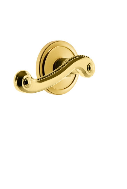 Grandeur Hardware - Circulaire Rosette Double Dummy with Newport Lever in Polished Brass - CIRNEW - 820140