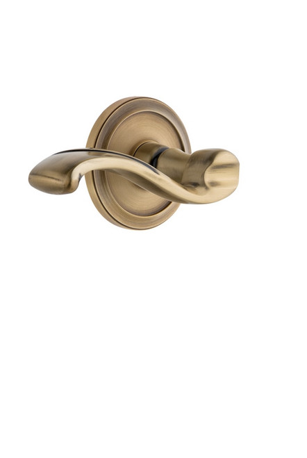 Grandeur Hardware - Circulaire Rosette Double Dummy with Portofino Lever in Vintage Brass - CIRPRT - 810522