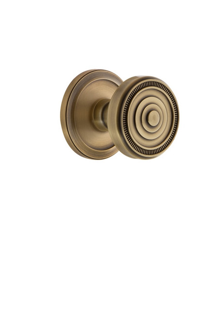 Grandeur Hardware - Circulaire Rosette Double Dummy with Soleil Knob in Vintage Brass - CIRSOL - 810641