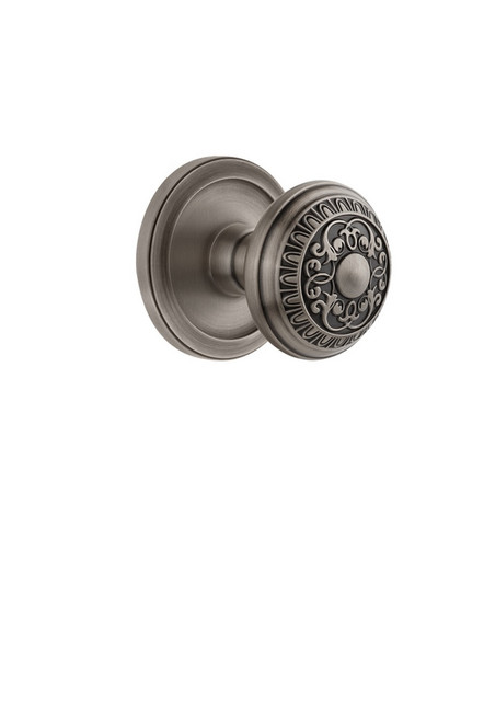 Grandeur Hardware - Circulaire Rosette Double Dummy with Windsor Knob in Antique Pewter - CIRWIN - 810560