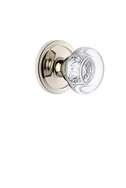 Grandeur Hardware - Circulaire Rosette Dummy with Bordeaux Crystal Knob in Polished Nickel - CIRBOR - 809977